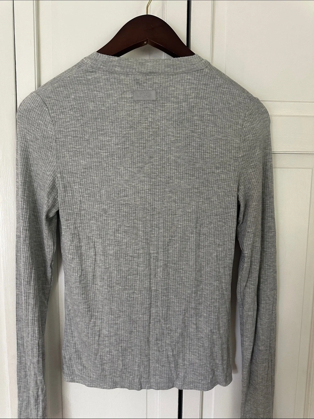 UGG Light Gray Ribbed Button-Front Top - Picture 2 of 4